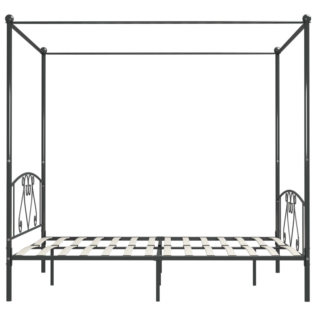 Cadre de lit à baldaquin sans matelas gris métal 180x200 cm