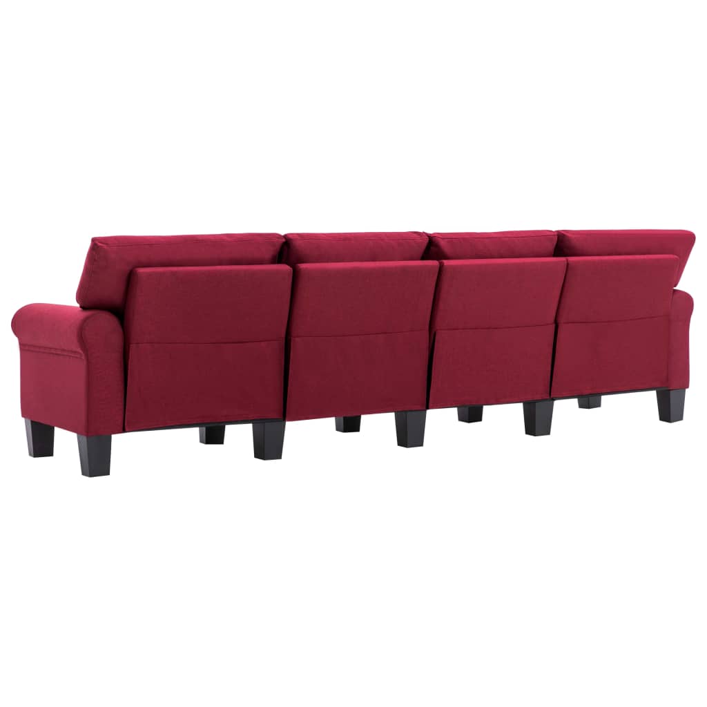 Canapé à 4 places Rouge bordeaux Tissu