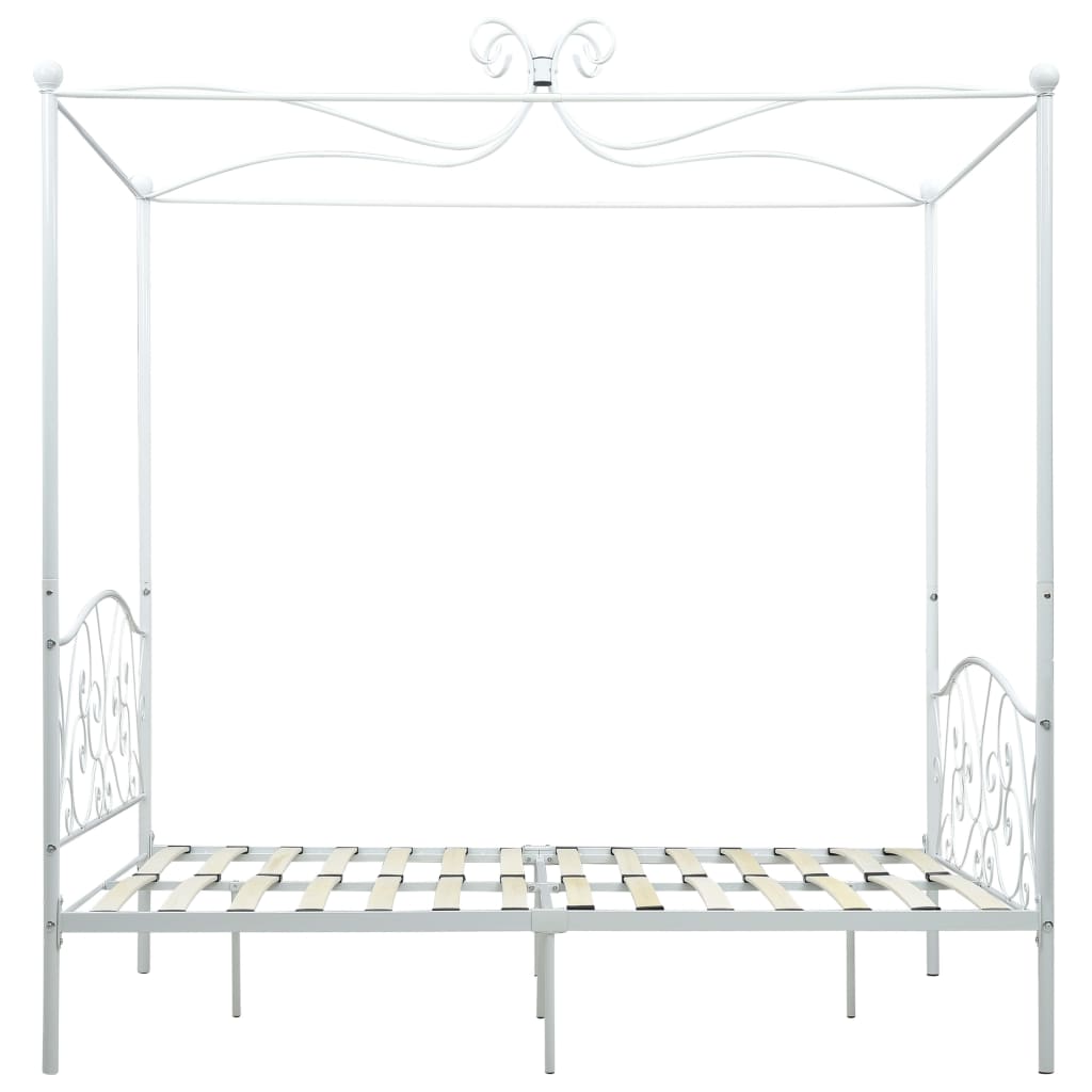 Cadre de lit à baldaquin Blanc Métal 120 x 200 cm