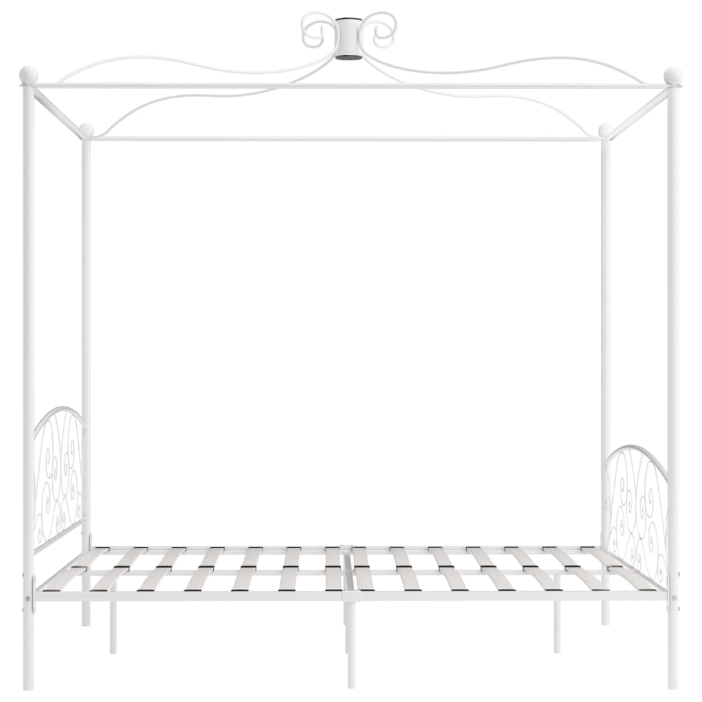 Cadre de lit à baldaquin Blanc 160x200 cm Métal