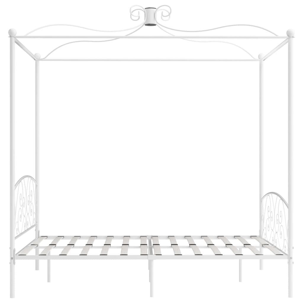 Cadre de lit à baldaquin sans matelas blanc métal 180x200 cm