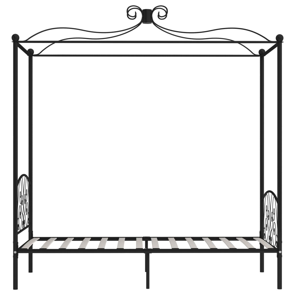 Cadre de lit à baldaquin sans matelas noir métal 100x200 cm