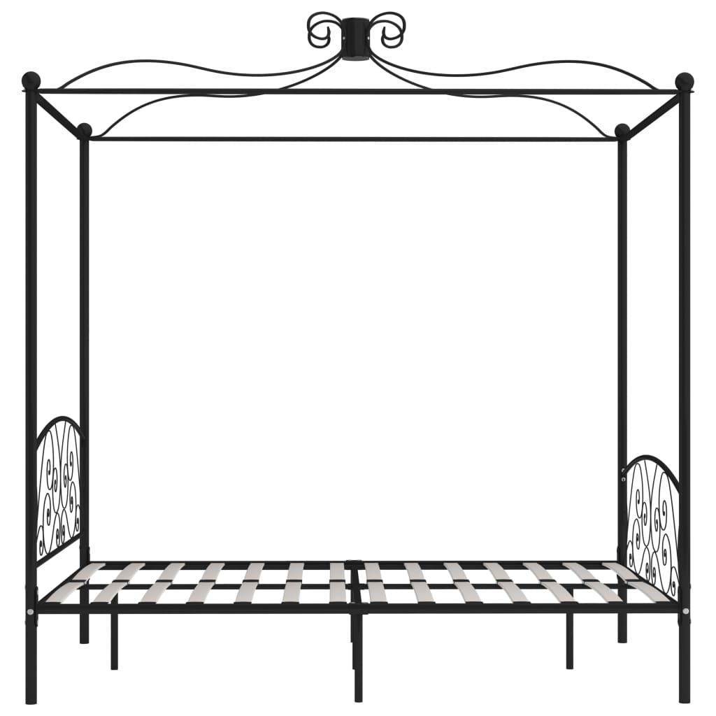 Cadre de lit à baldaquin sans matelas noir métal 120x200 cm