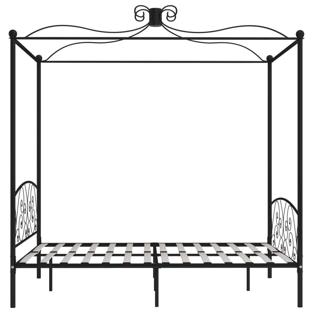 Cadre de lit à baldaquin sans matelas noir métal 180x200 cm