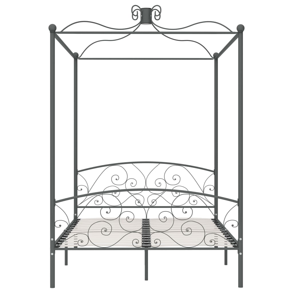 Cadre de lit à baldaquin sans matelas gris métal 120x200 cm
