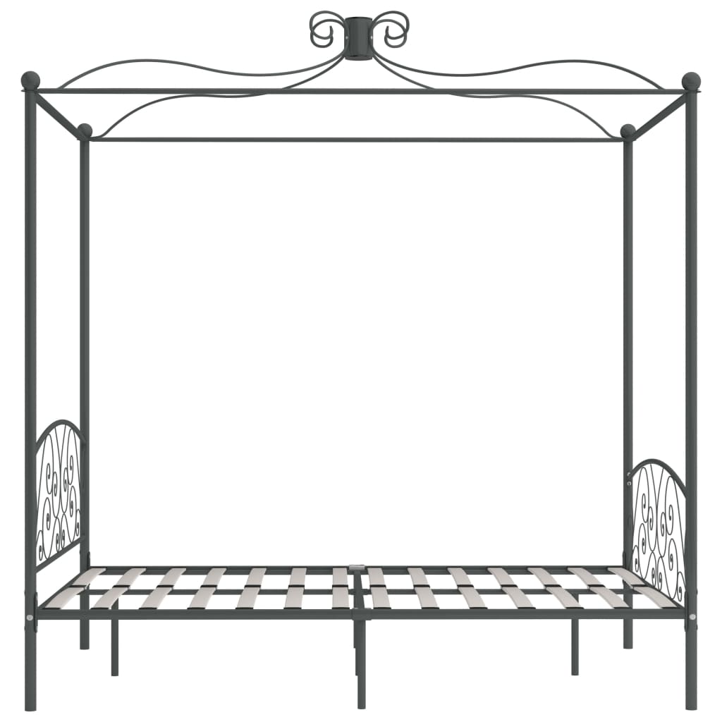 Cadre de lit à baldaquin sans matelas gris métal 120x200 cm