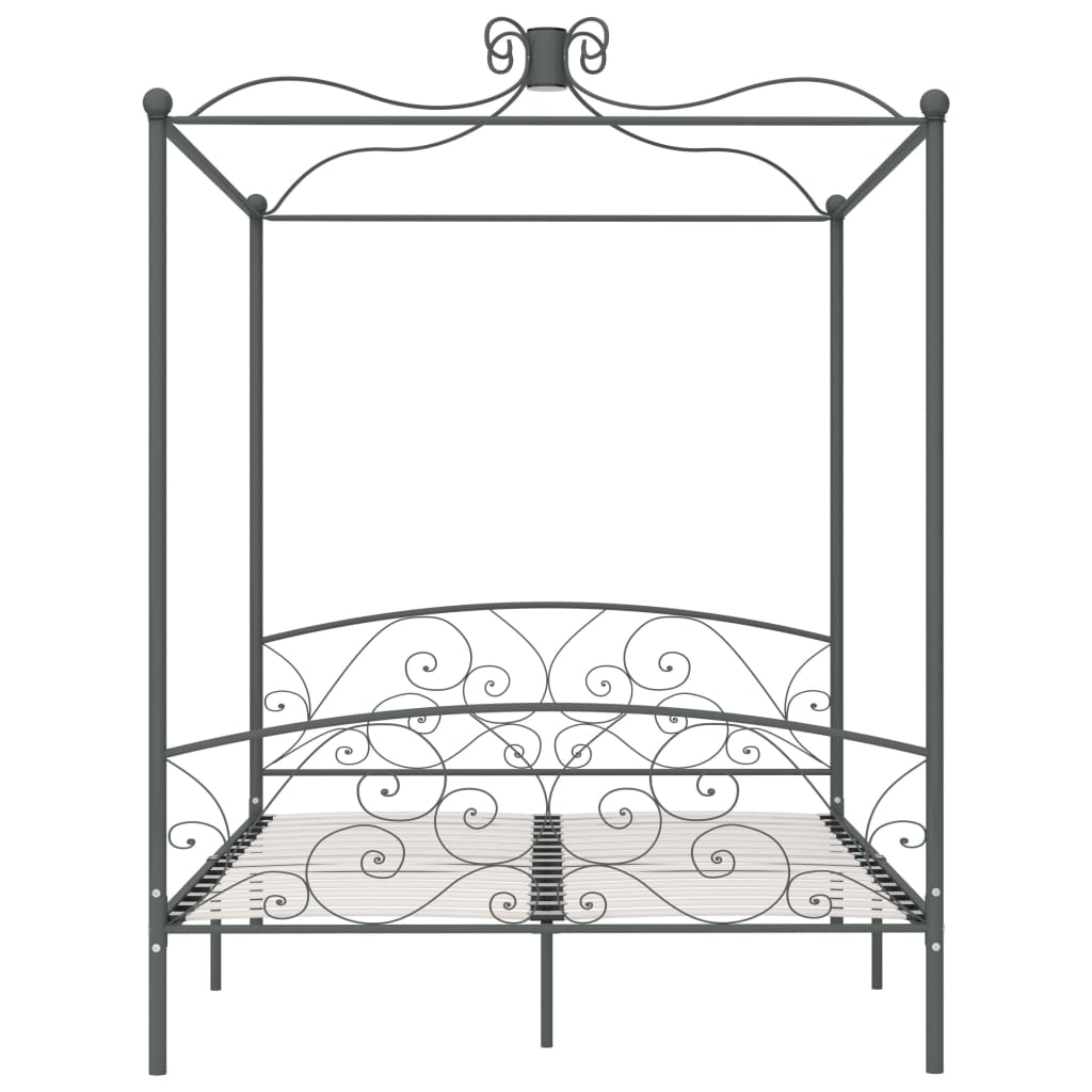 Cadre de lit à baldaquin sans matelas gris métal 180x200 cm
