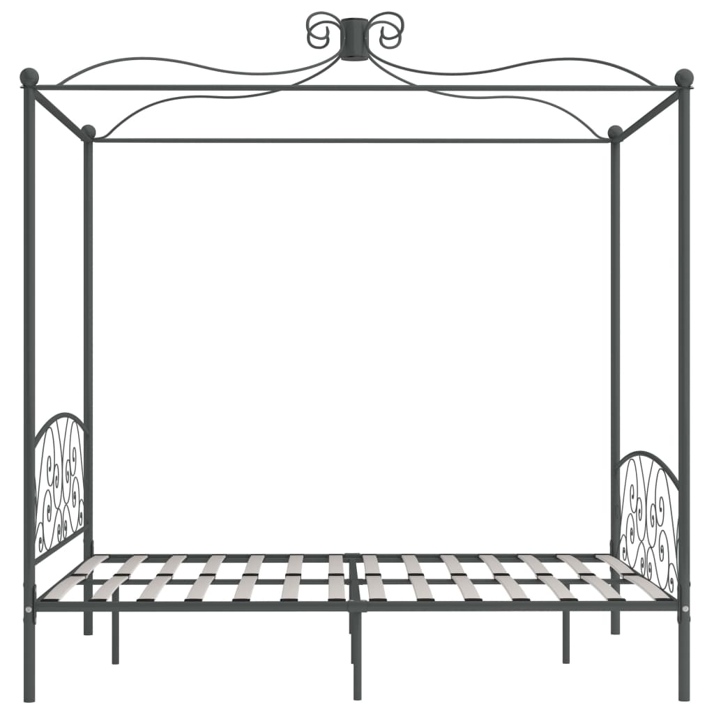 Cadre de lit à baldaquin sans matelas gris métal 180x200 cm