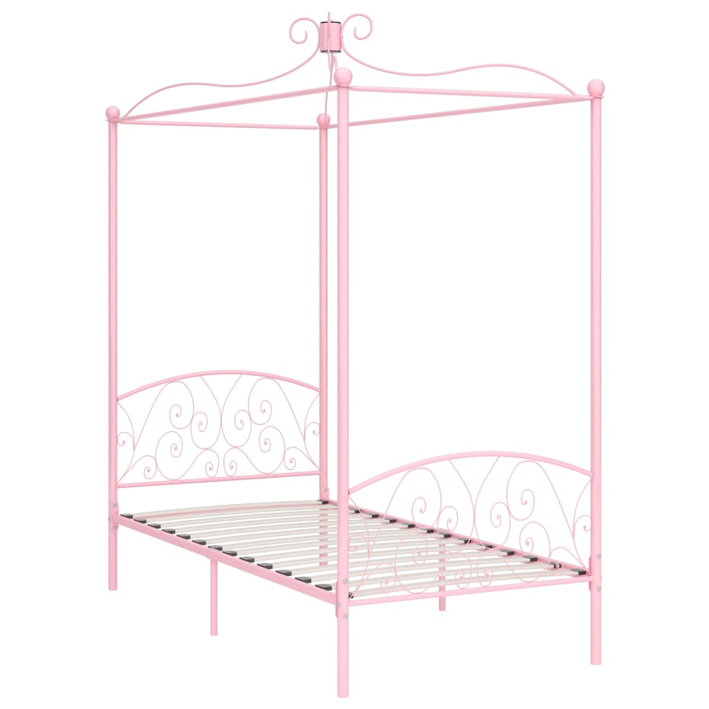 Cadre de lit à baldaquin sans matelas rose métal 90x200 cm