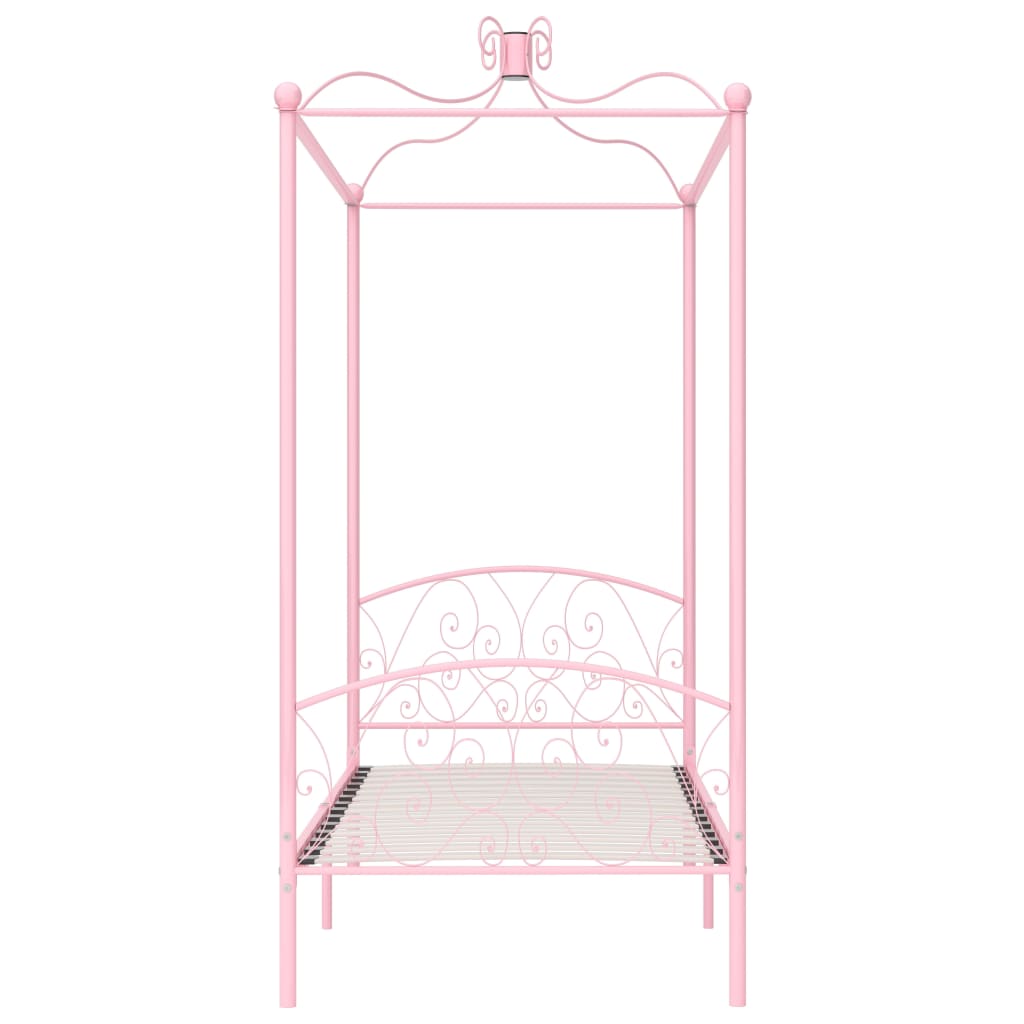 Cadre de lit à baldaquin sans matelas rose métal 90x200 cm