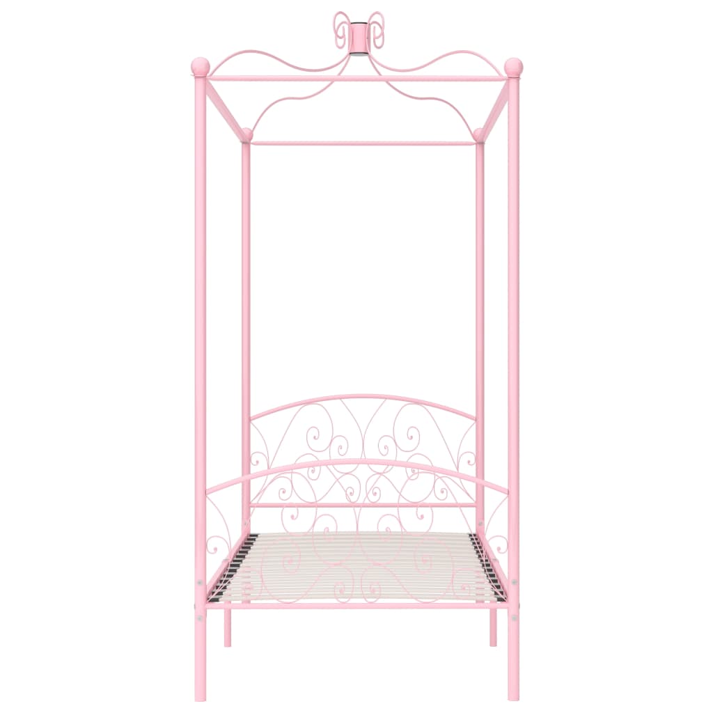 Cadre de lit à baldaquin sans matelas rose métal 100x200 cm