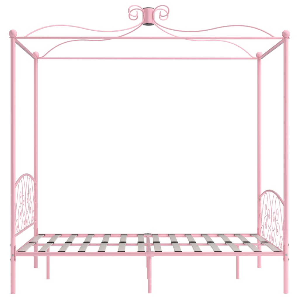 Cadre de lit à baldaquin sans matelas rose métal 120x200 cm
