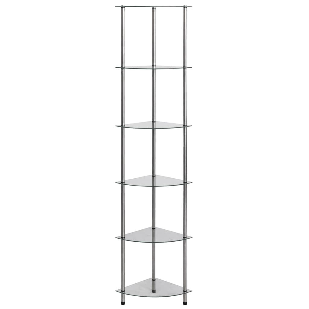 Étagère à 6 niveaux Transparent 30x30x160 cm Verre trempé