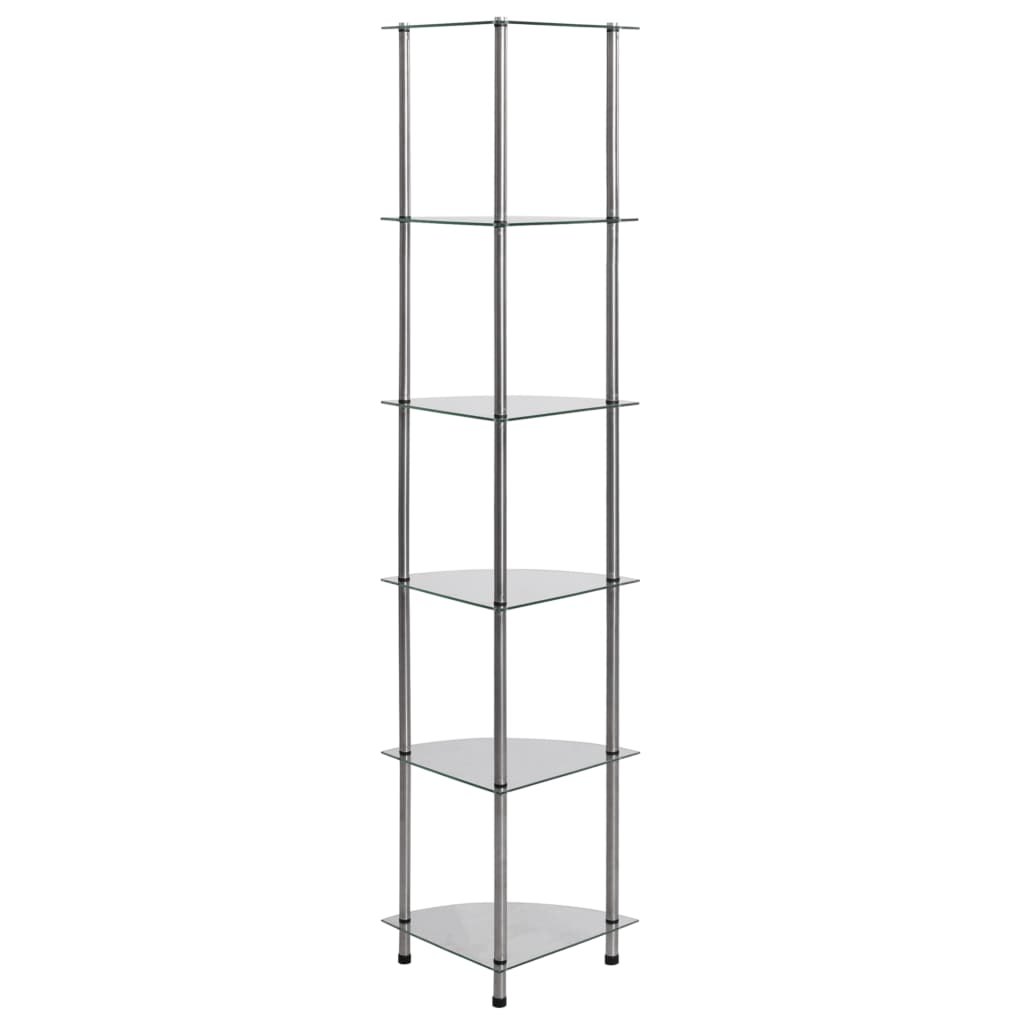Étagère à 6 niveaux Transparent 30x30x160 cm Verre trempé