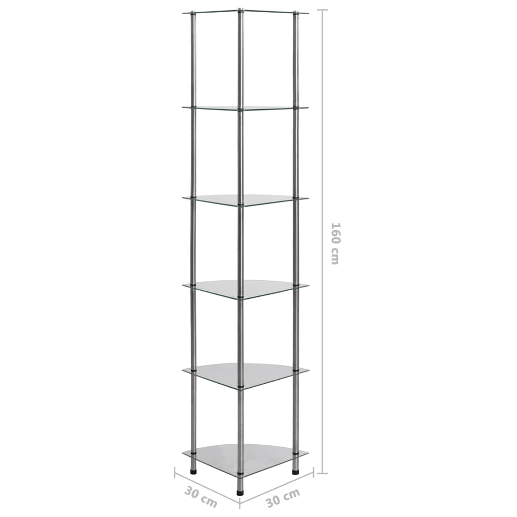 Étagère à 6 niveaux Transparent 30x30x160 cm Verre trempé