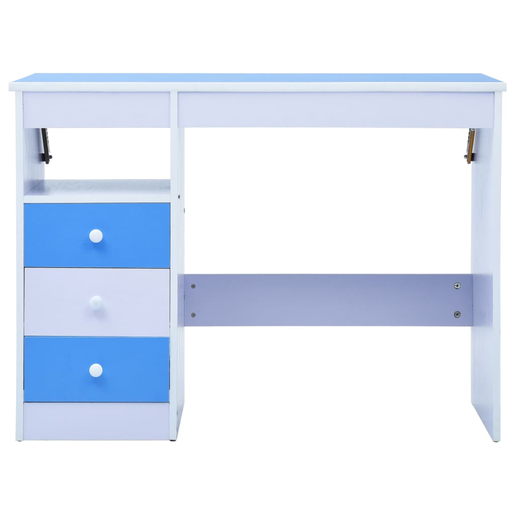 Escritorio infantil inclinable azul y blanco