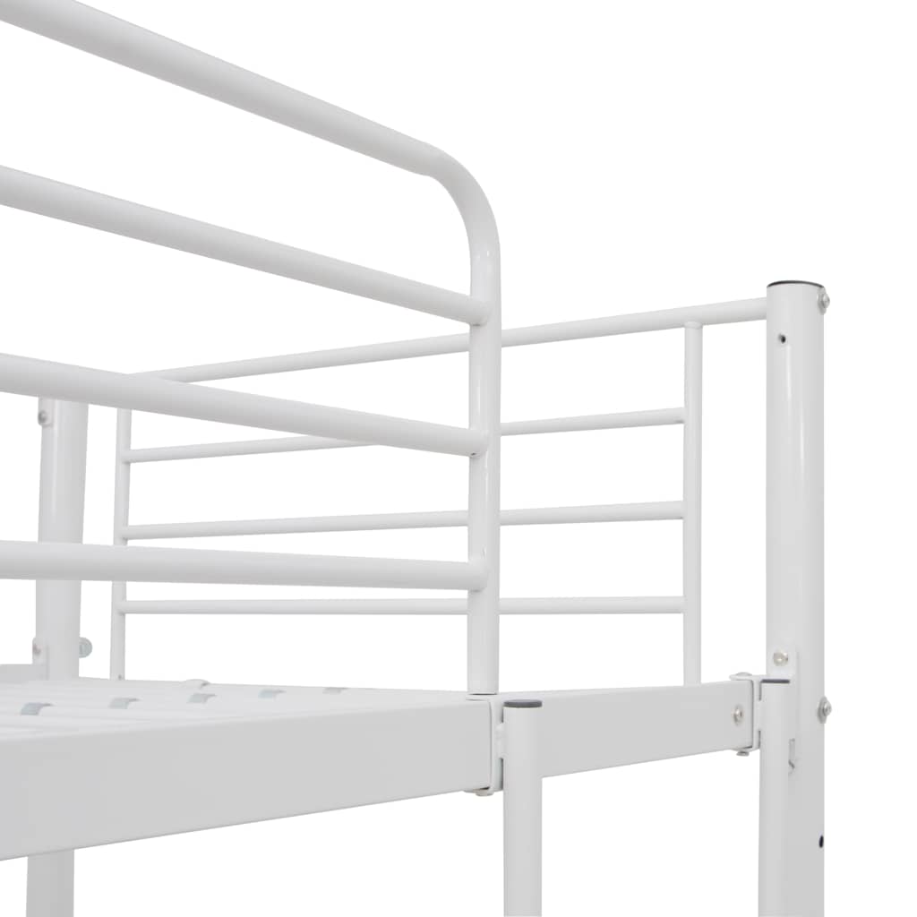 Lit superposé avec table sans matelas blanc métal 90x200 cm