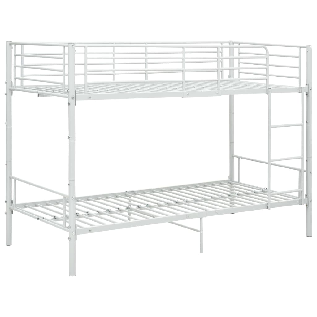 Lit superposé sans matelas blanc métal 90x200 cm