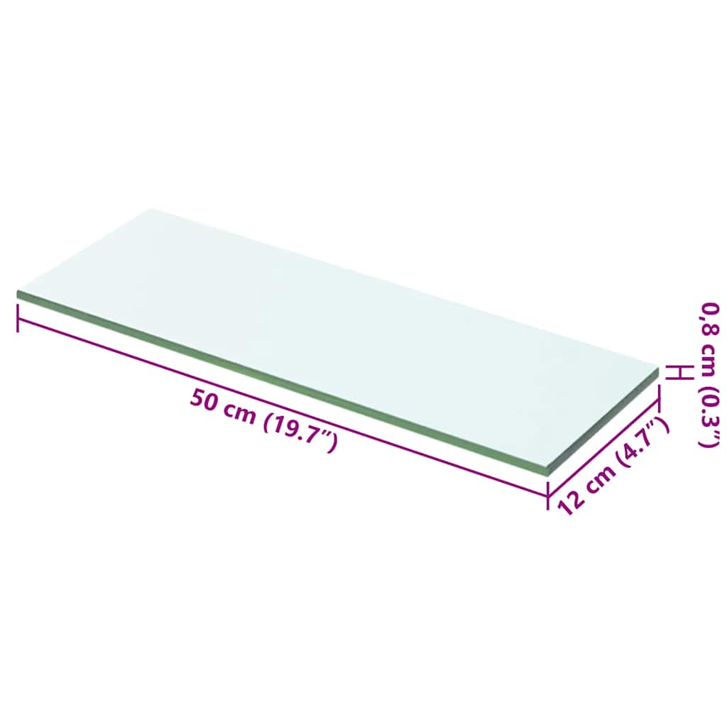 Panneaux d'étagère 2 pcs Verre Transparent 50 x 12 cm