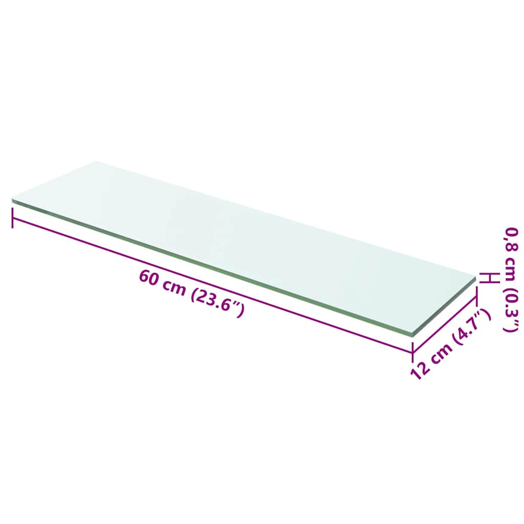 Panneaux d'étagère 2 pcs Verre Transparent 60 x 12 cm