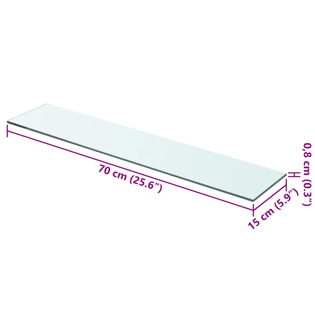 Panneaux d'étagère 2 pcs Verre Transparent 70x15 cm