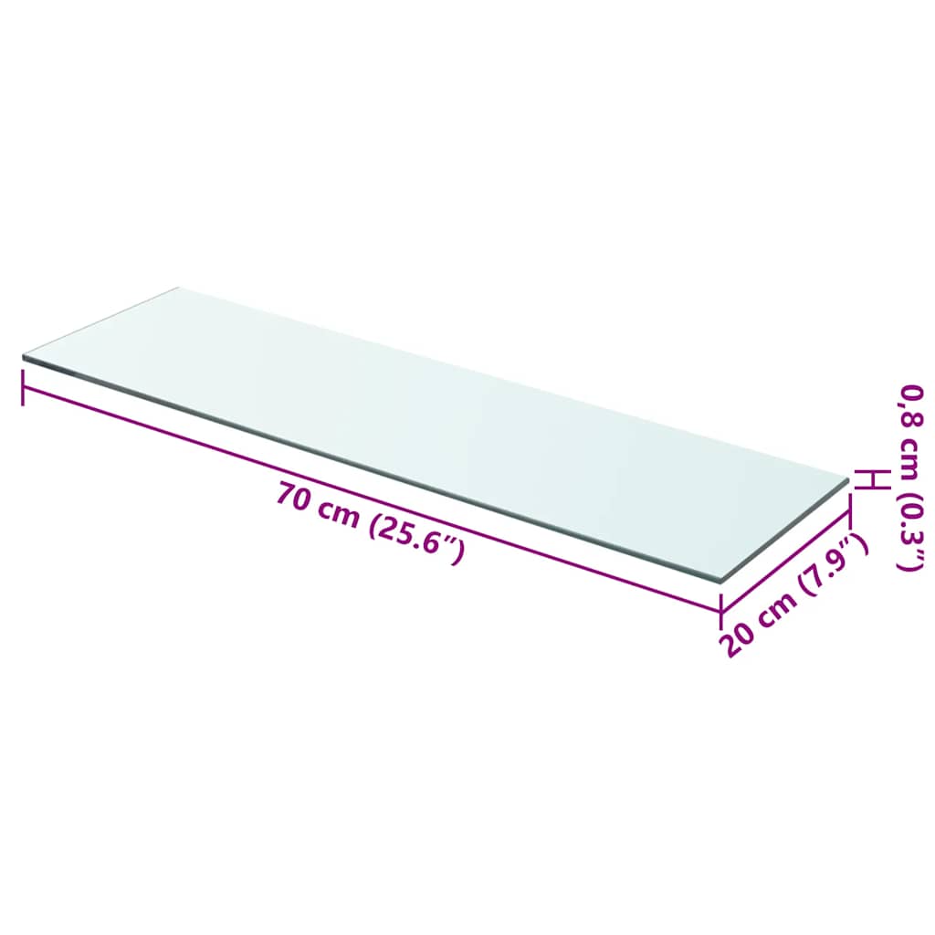 Panneaux d'étagère 2 pcs Verre Transparent 70 x 20 cm