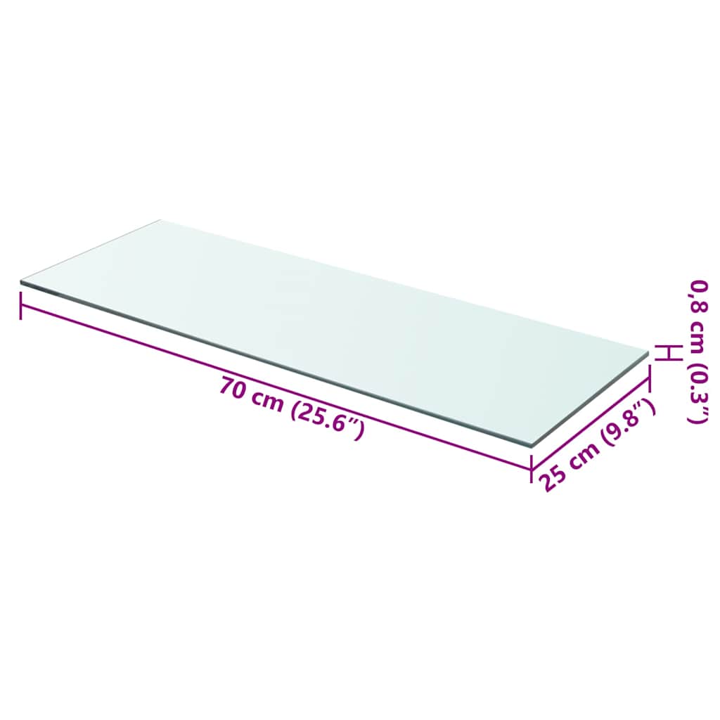 Panneaux d'étagère 2 pcs Verre Transparent 70x25 cm
