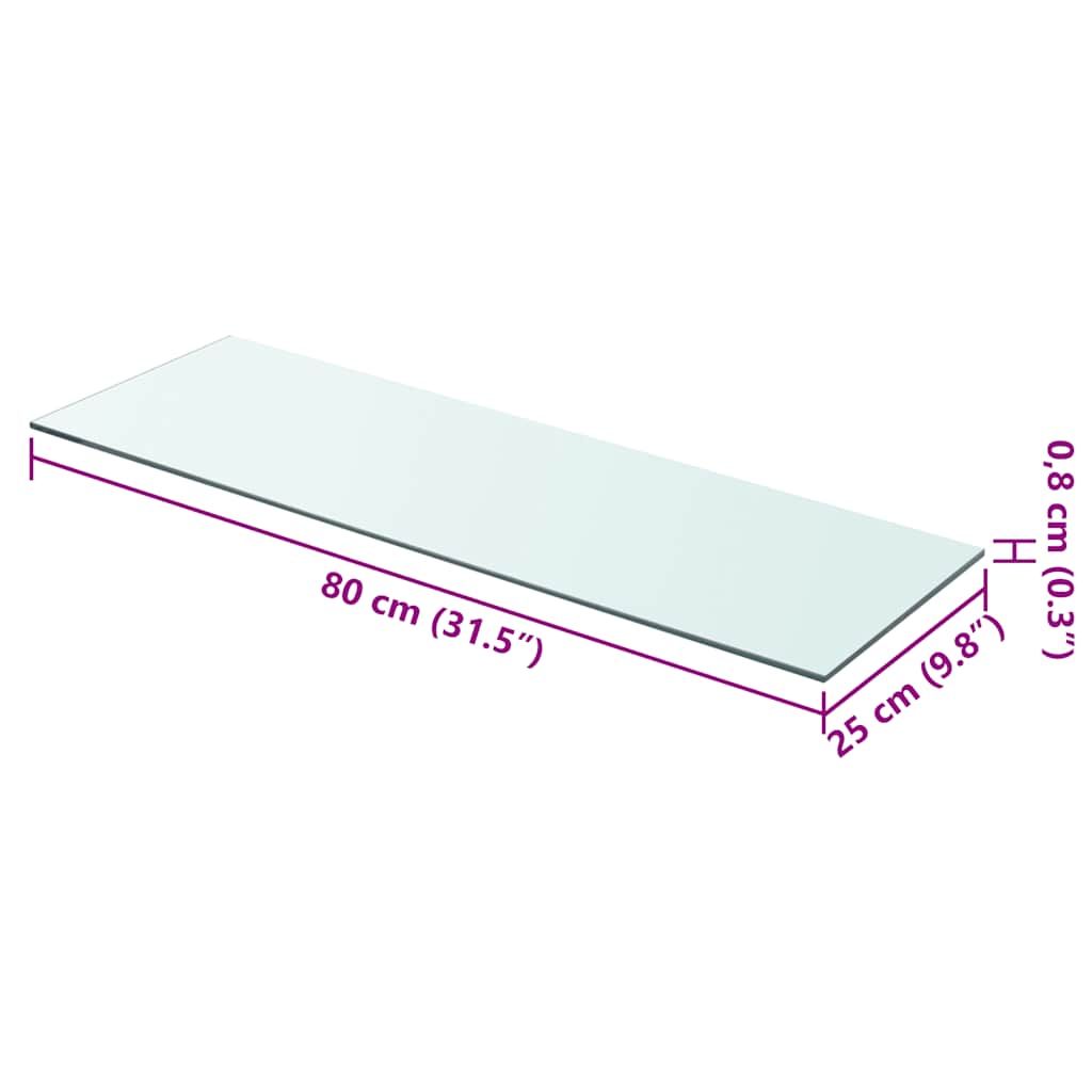 Panneaux d'étagère 2 pcs Verre Transparent 80 x 25 cm