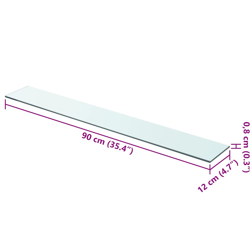Panneaux d'étagère 2 pcs Verre Transparent 90 x 12 cm
