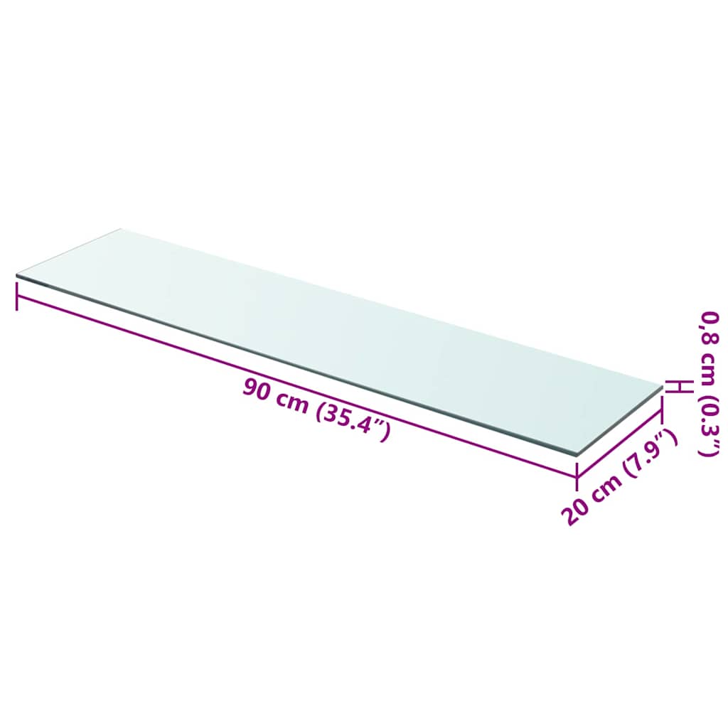 Panneaux d'étagère 2 pcs Verre Transparent 90 x 20 cm