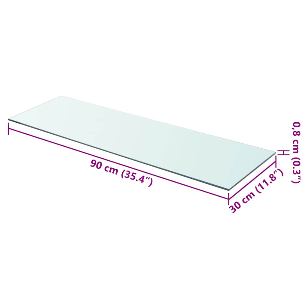 Panneaux d'étagère 2 pcs Verre Transparent 90 x 30 cm