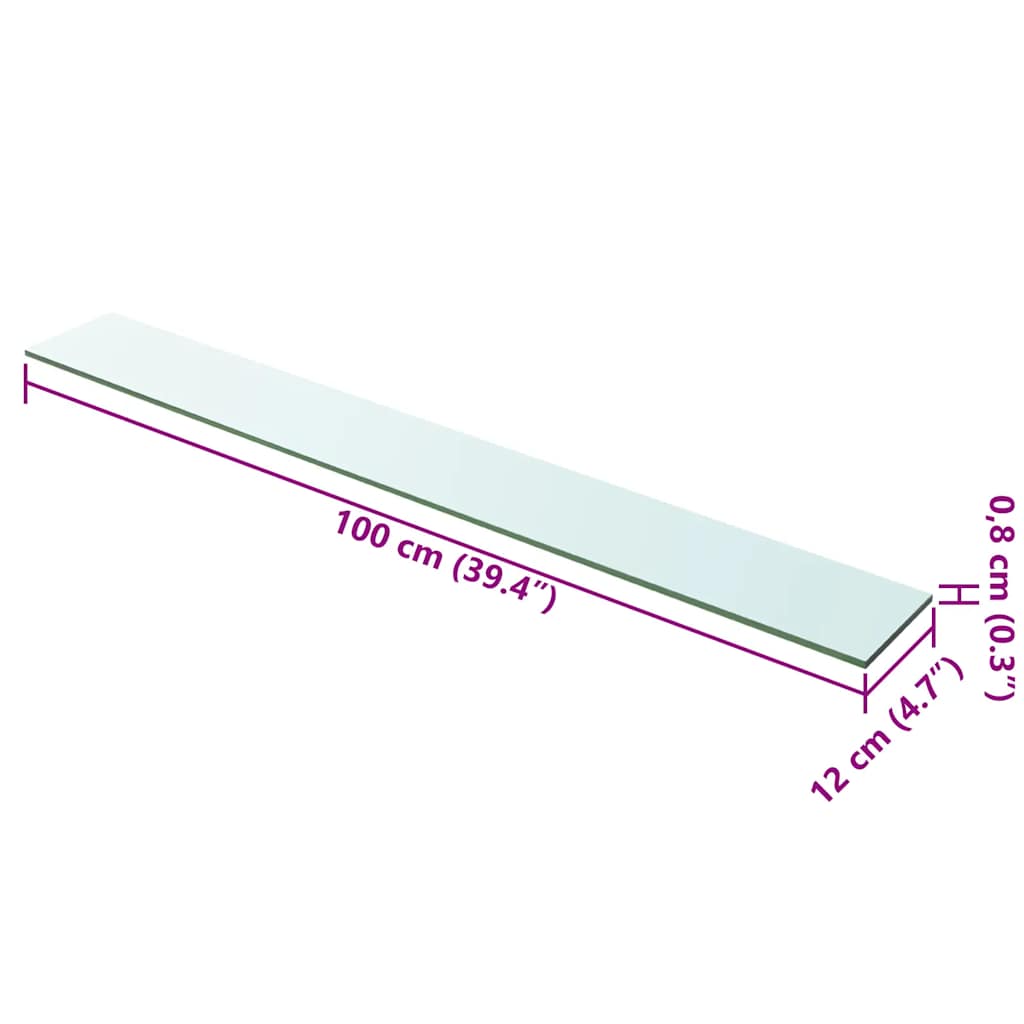 Panneaux d'étagère 2 pcs Verre Transparent 100 x 12 cm