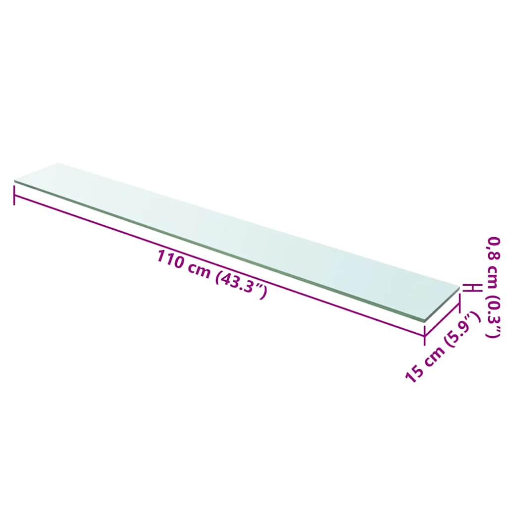 Panneaux d'étagère 2 pcs Verre Transparent 110 x 15 cm
