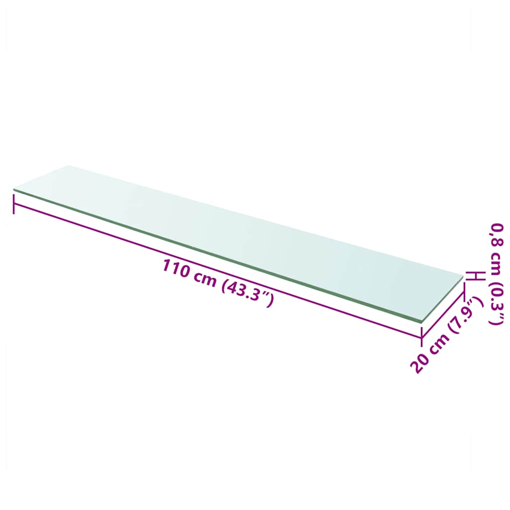 Panneaux d'étagère 2 pcs Verre Transparent 110 x 20 cm