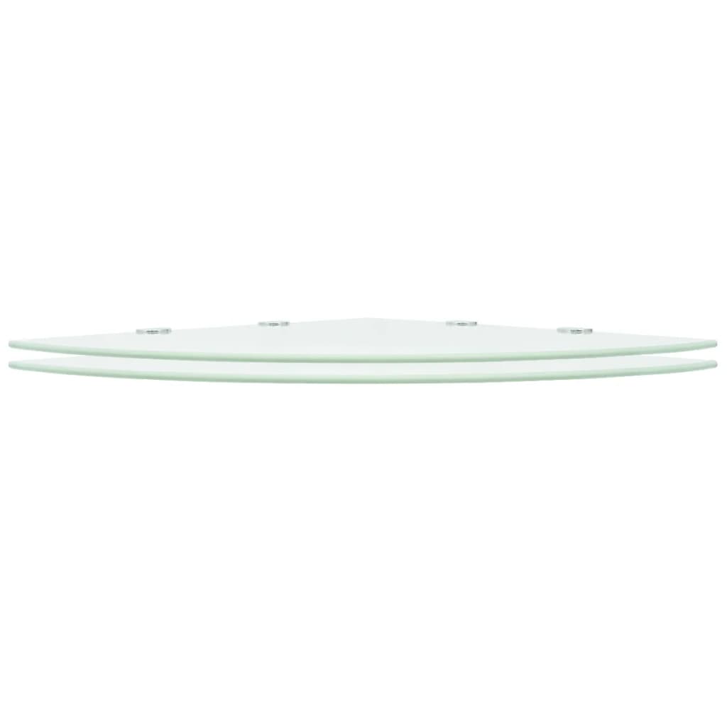Étagères d'angle 2 pcs et supports chromés Verre Blanc 45x45 cm