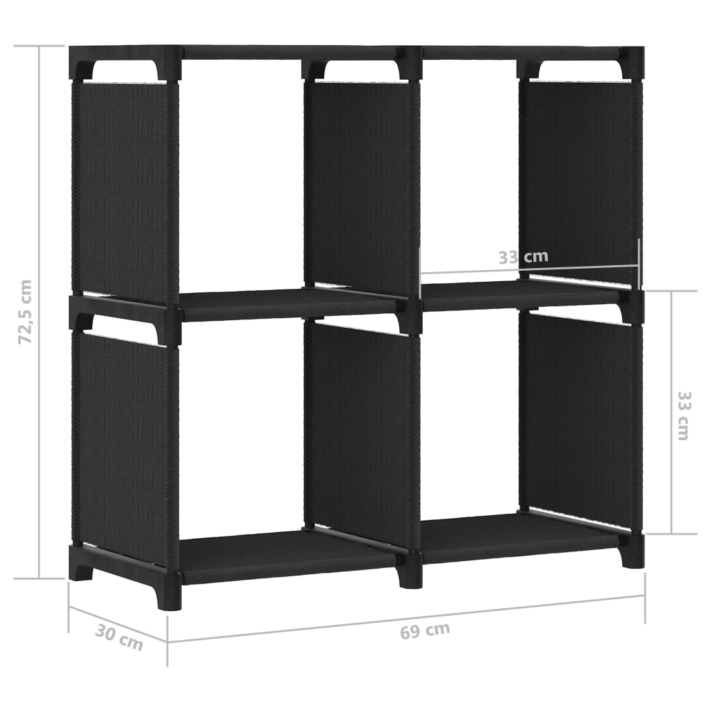 Étagère d'affichage 4 cubes Noir 69x30x72,5 cm Tissu