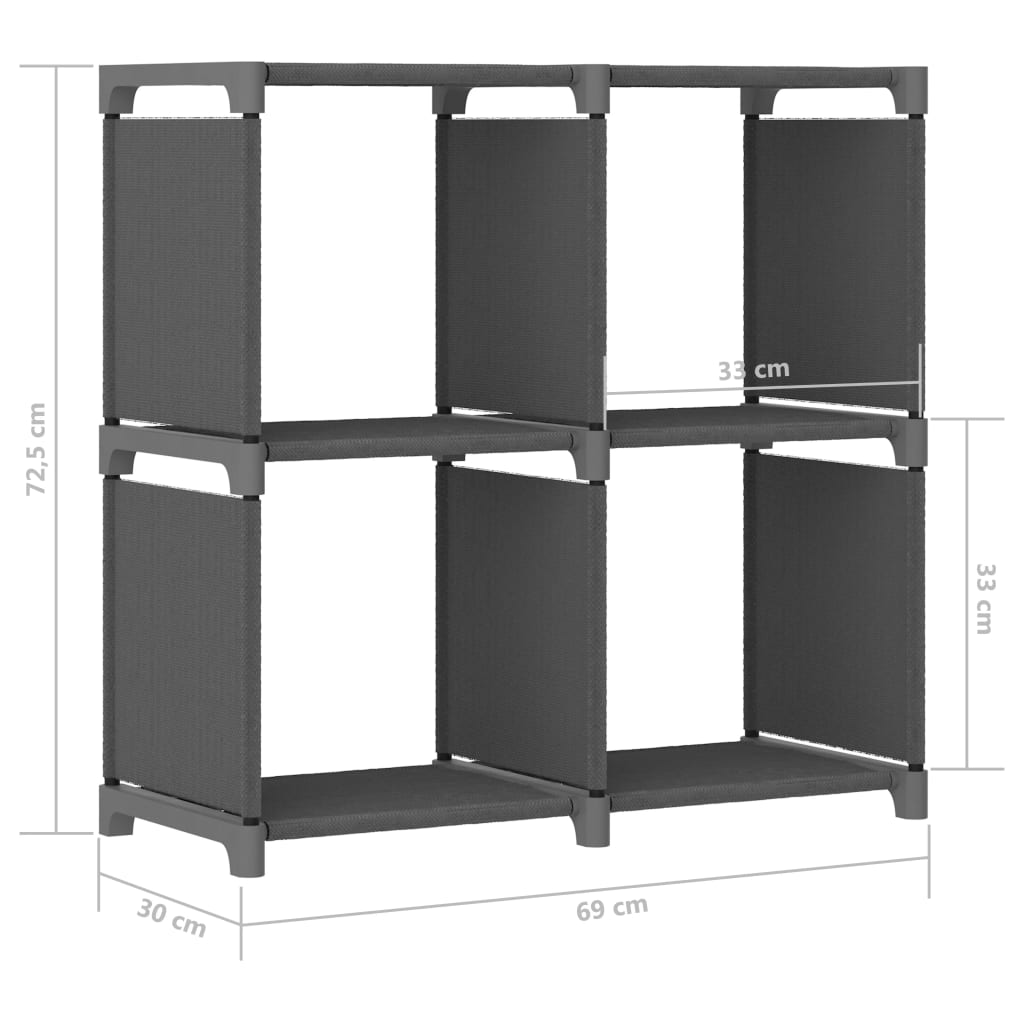 Étagère d'affichage 4 cubes Gris 69x30x72,5 cm Tissu