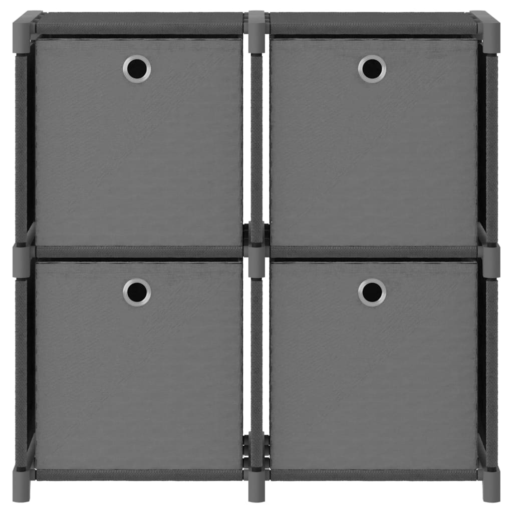 Étagère à 4 cubes avec boîtes Gris 69x30x72,5 cm Tissu
