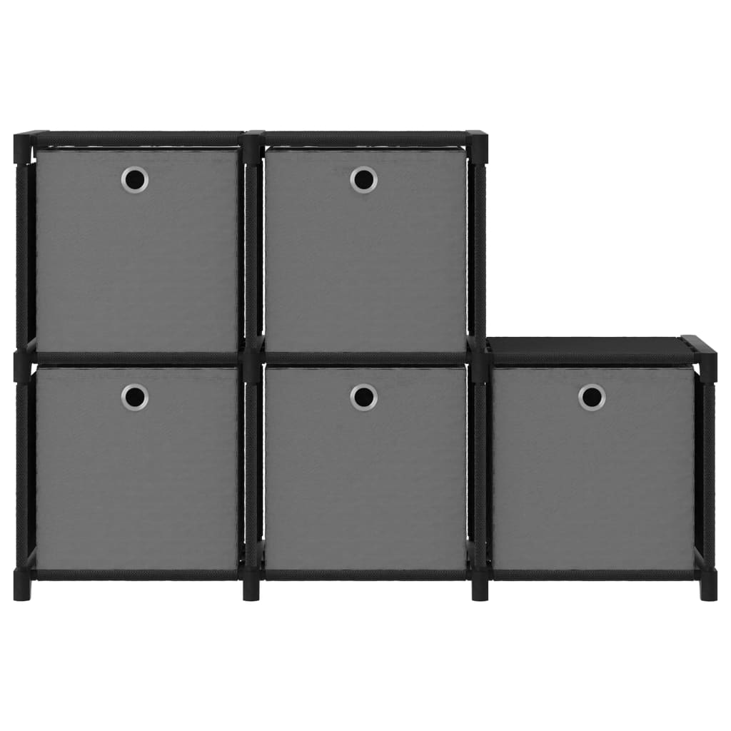Étagère d'affichage 5 cubes et boîtes Noir 103x30x72,5 cm Tissu