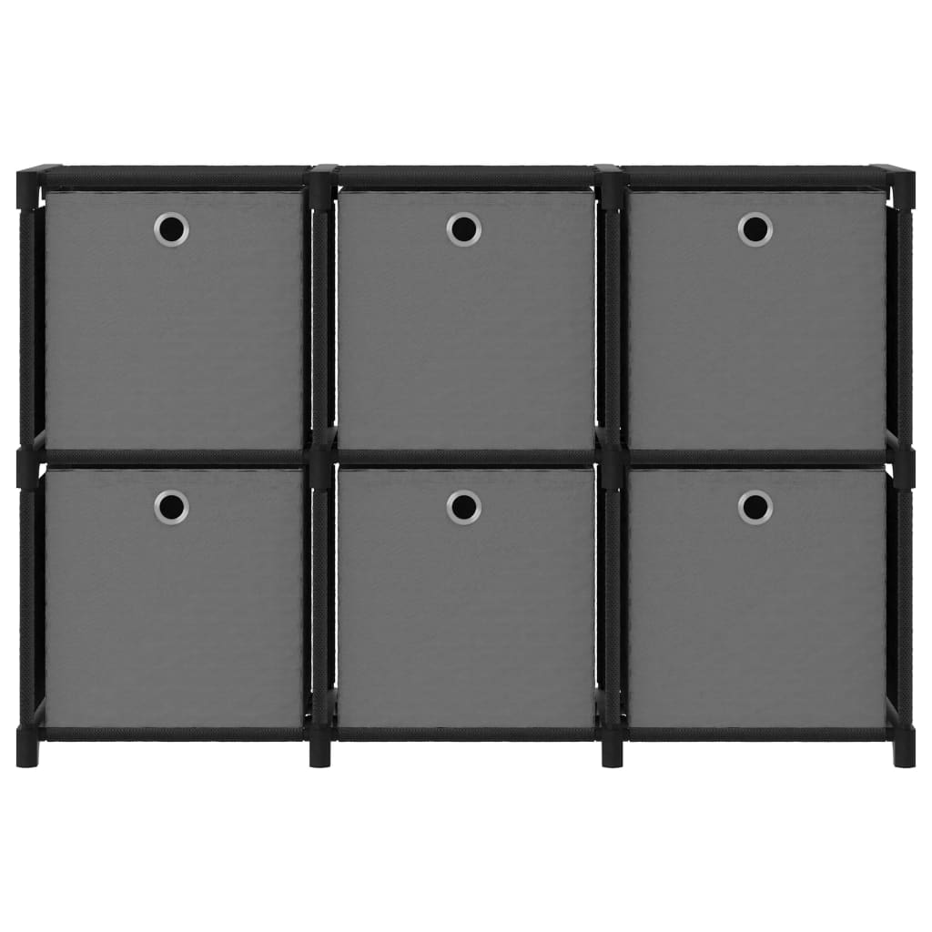 Étagère d'affichage 6 cubes et boîtes Noir 103x30x72,5 cm Tissu