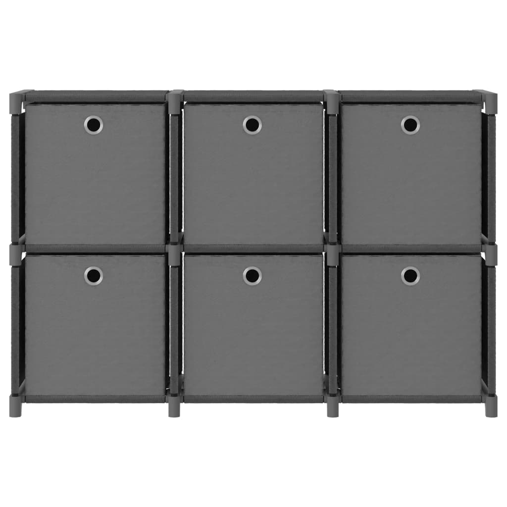 Étagère d'affichage 6 cubes et boîtes Gris 103x30x72,5 cm Tissu