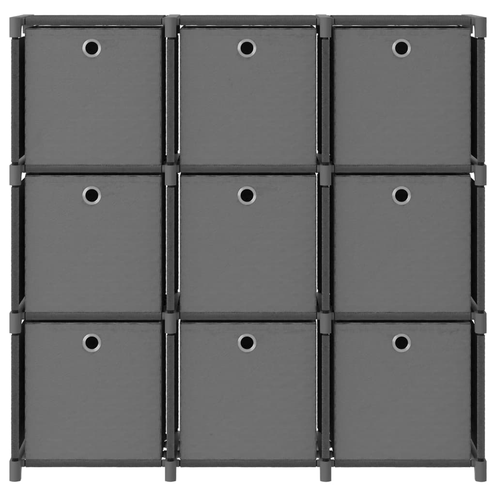 Étagère à 9 cubes avec boîtes Gris 103x30x107,5 cm Tissu