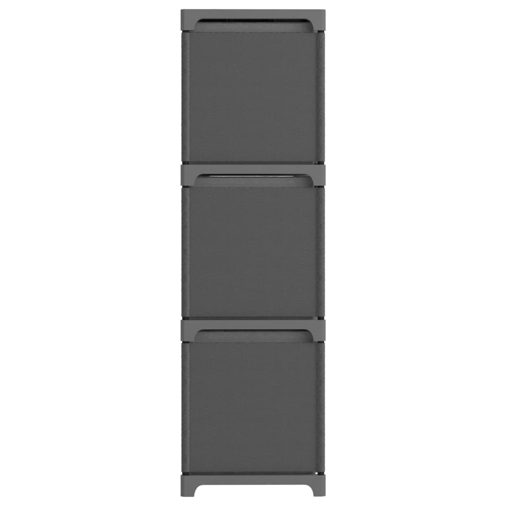 Étagère à 9 cubes avec boîtes Gris 103x30x107,5 cm Tissu
