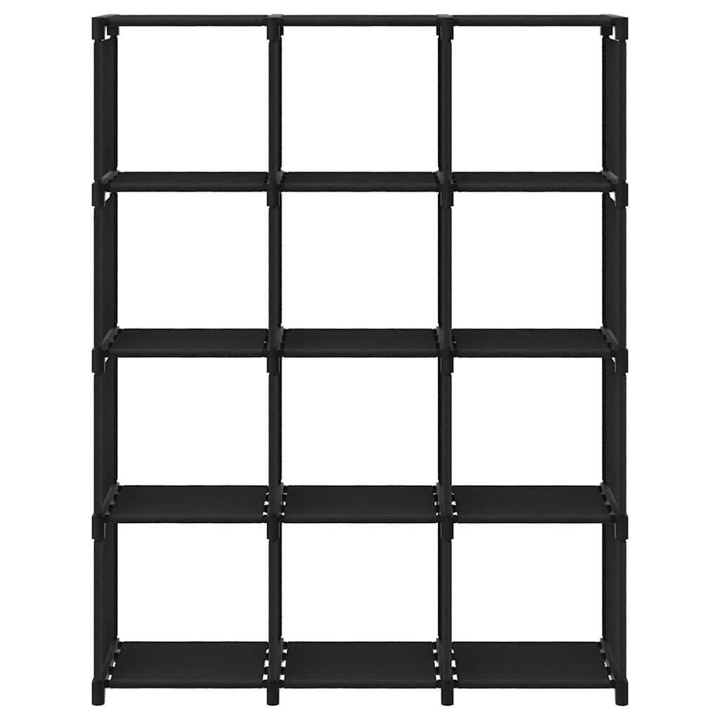 Étagère d'affichage 12 cubes Noir 103x30x141 cm Tissu
