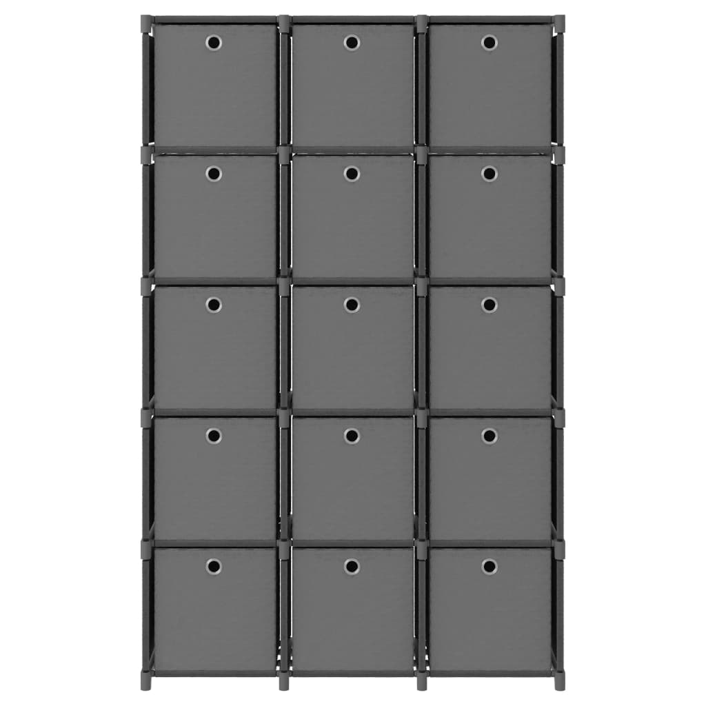 Étagère à 15 cubes avec boîtes Gris 103x30x175,5 cm Tissu