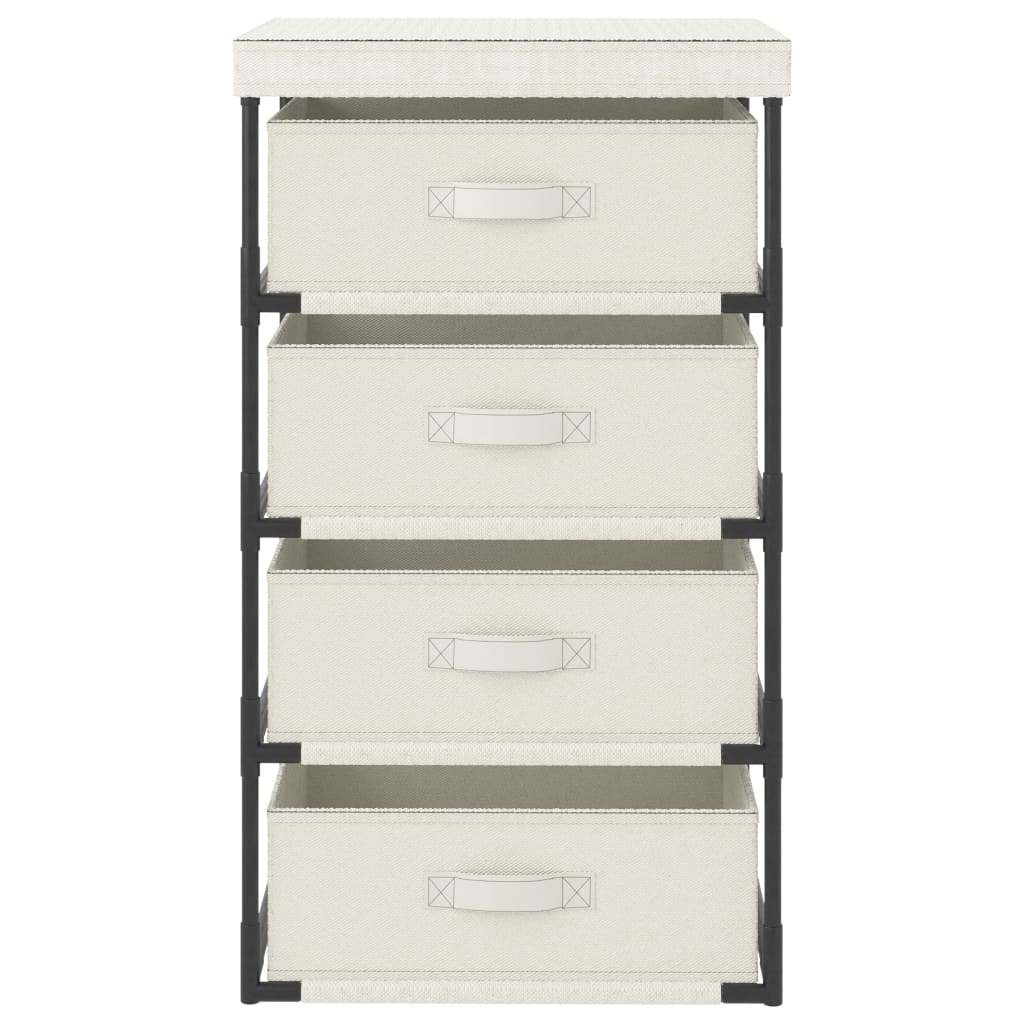 Étagère de rangement avec 4 paniers en tissu Acier Crème