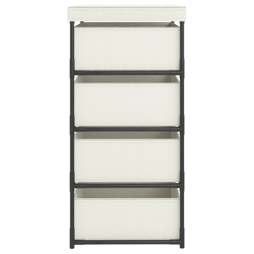 Étagère de rangement avec 4 paniers en tissu Acier Crème