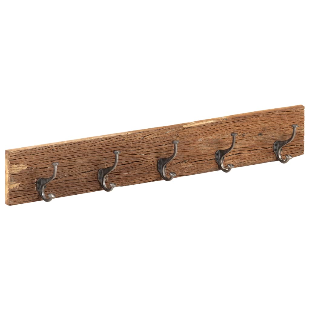 Percha de pasillo y 5 ganchos 100x2,5x15 cm Madera recuperada