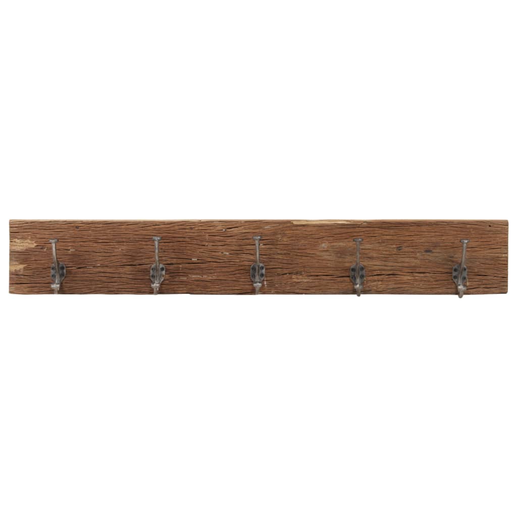 Percha de pasillo y 5 ganchos 100x2,5x15 cm Madera recuperada