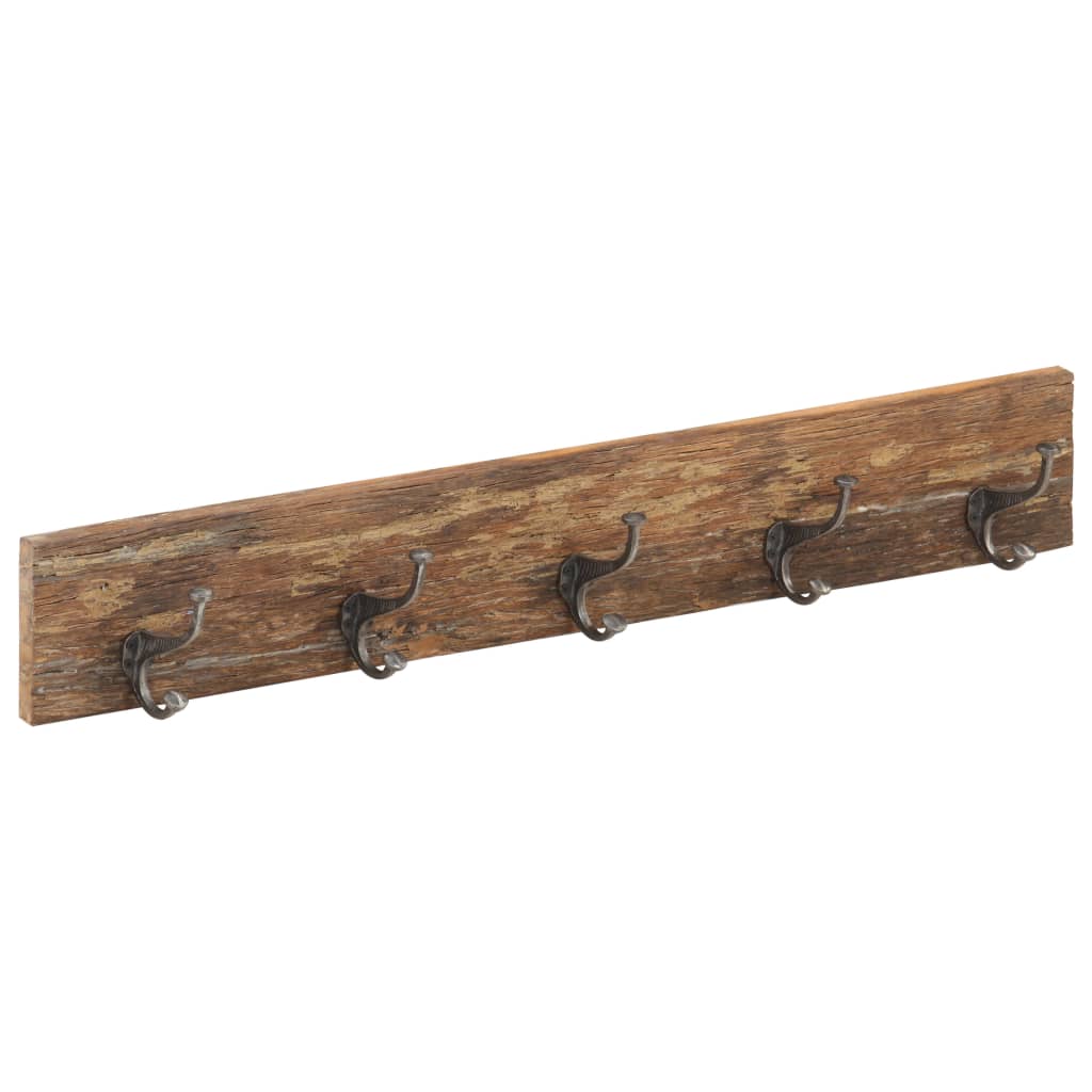 Percha de pasillo y 5 ganchos 100x2,5x15 cm Madera recuperada